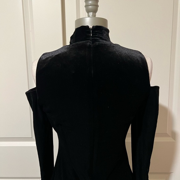 Calvin Klein Black Velvet Cold Shoulder Dress - Picture 4 of 5